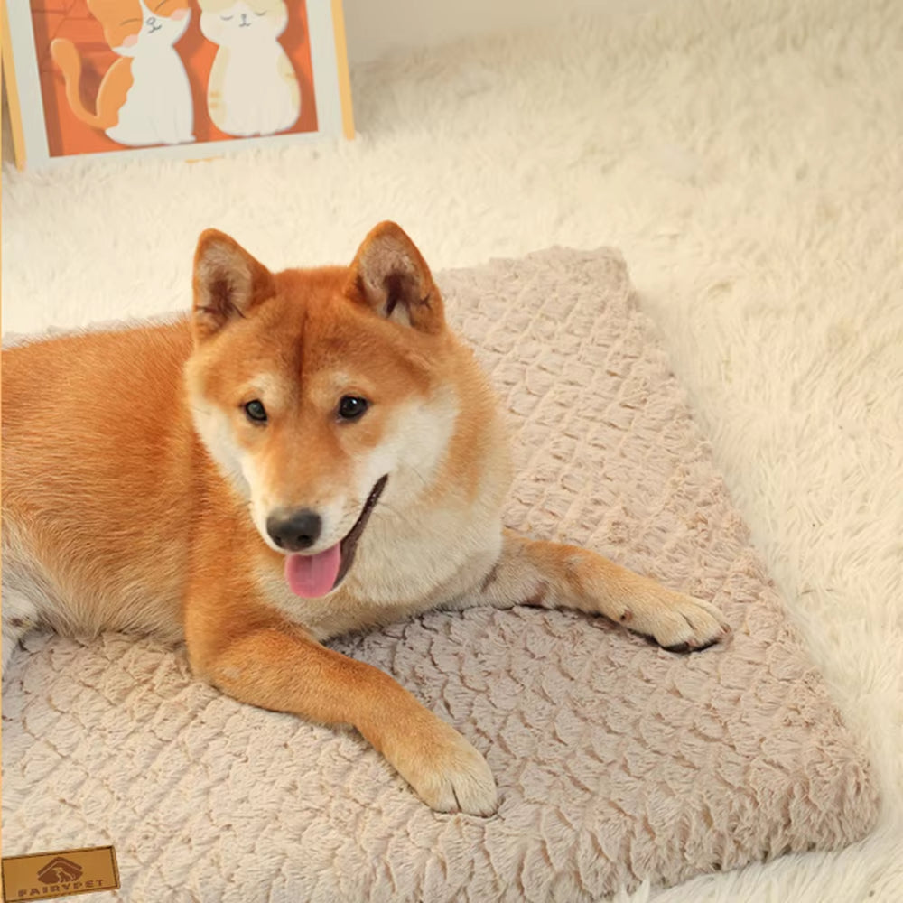 3D Foam Pet Bed with Removable Washable Faux Fur Cover Orthopedic Waterproof Dog Bed for Crate Anti-Slip Bottom Dog Bed